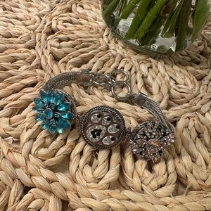 Chunky Flower & Paw Print Silver Bracelet